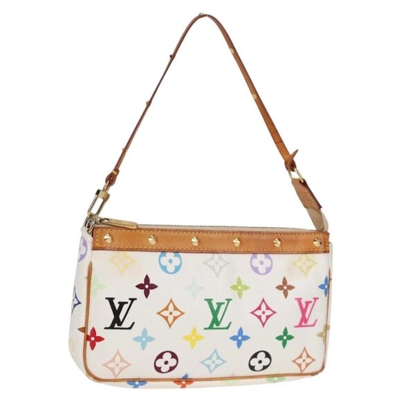 LOUIS VUITTON Multicolor Pochette Accessoires Pouch White M92649 LV Auth 131817V - Picture 1 of 16